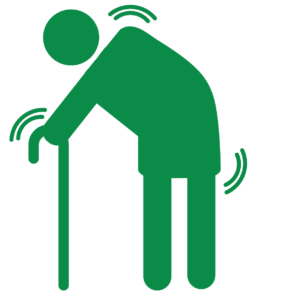 Mögliche Ursache einer Verstopfung: Stilisierte Darstellung des Krankheitsbildes Morbus Parkinson.